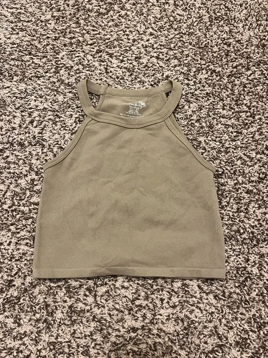 Free People Intimately Bella Seamless Crop Tank in Olive Green - Picture 1 of 3